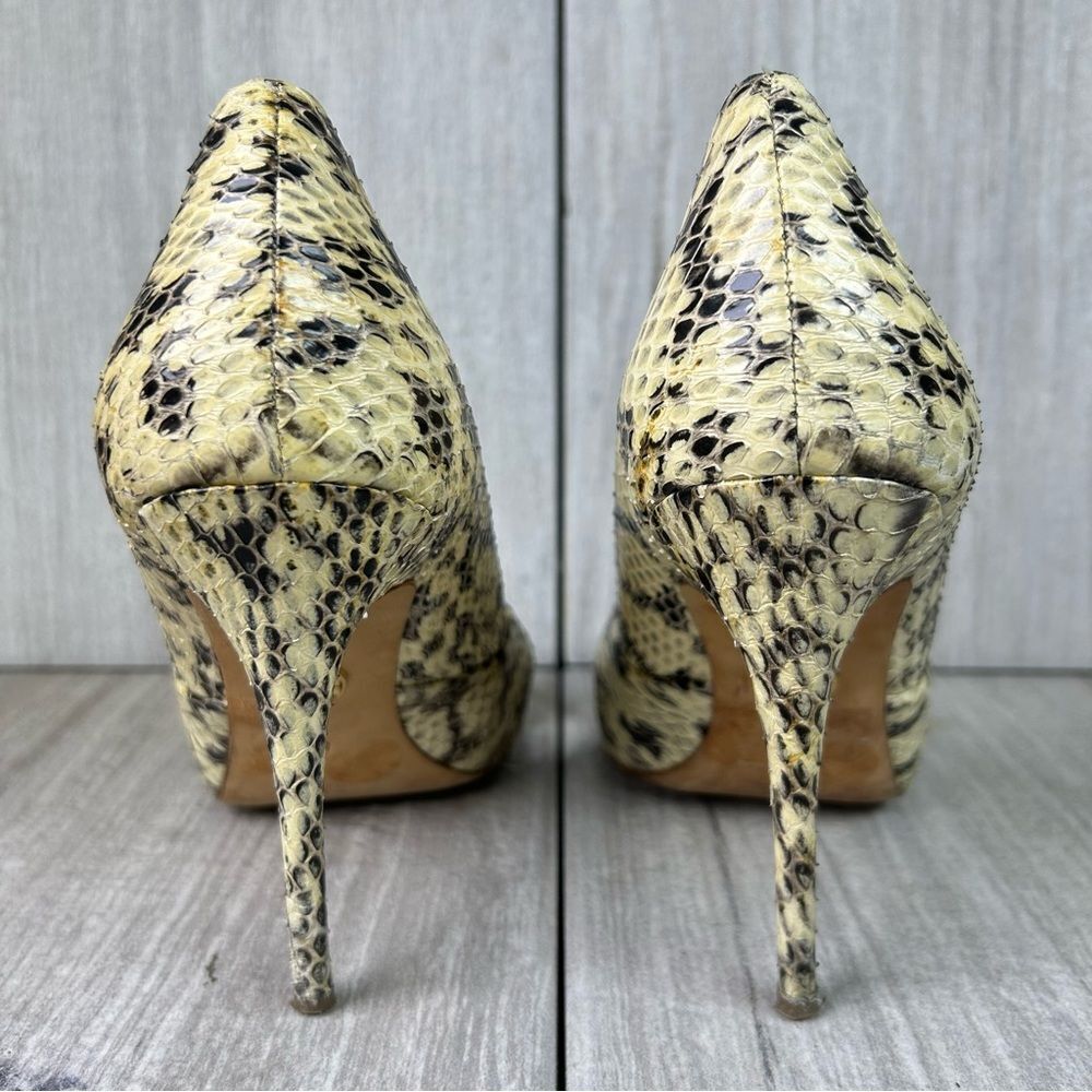 Tory Burch Snake Skin Pattern Open Peep Toe Heels Pumps Womens Size 8 - Picture 7 of 11